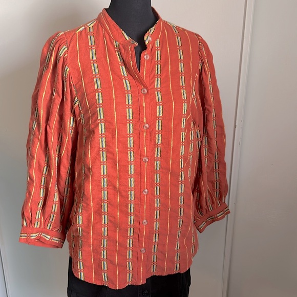 Anthropologie Tops - Anthropologie’s Pilcro The Bella Femme Button Down Bat Wing Embroidered Blouse